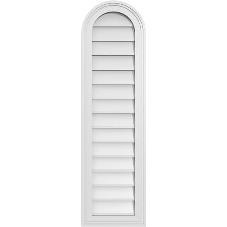 Ekena Millwork Round Top Surface Mount PVC Gable Vent w/ 2"W x 1-1/2"P Brickmould Frame, 12"W x 42"H GVPRT12X4202SN